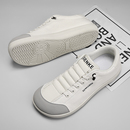 冬季 宽头赤足鞋 2025新款 休闲青少年小白鞋 一脚蹬宽楦布鞋 帆布男鞋