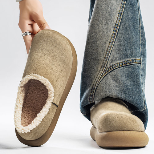 东北雪地靴男冬季加绒保暖勃肯鞋穆勒鞋皮毛一体零下40度防寒棉鞋