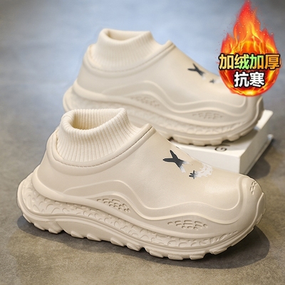 棉拖鞋男冬季外穿软底加绒加厚大码45青少年全包皮毛一体保暖棉鞋
