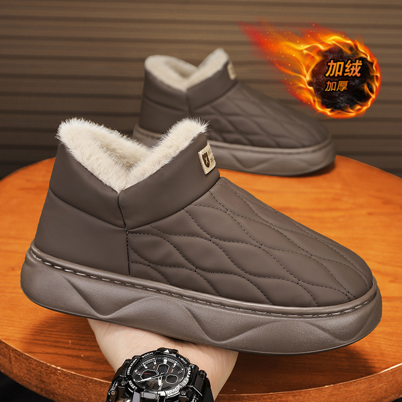 棉拖鞋男款冬季加绒加厚保暖防寒厚底面包鞋休闲居家皮毛一体棉鞋