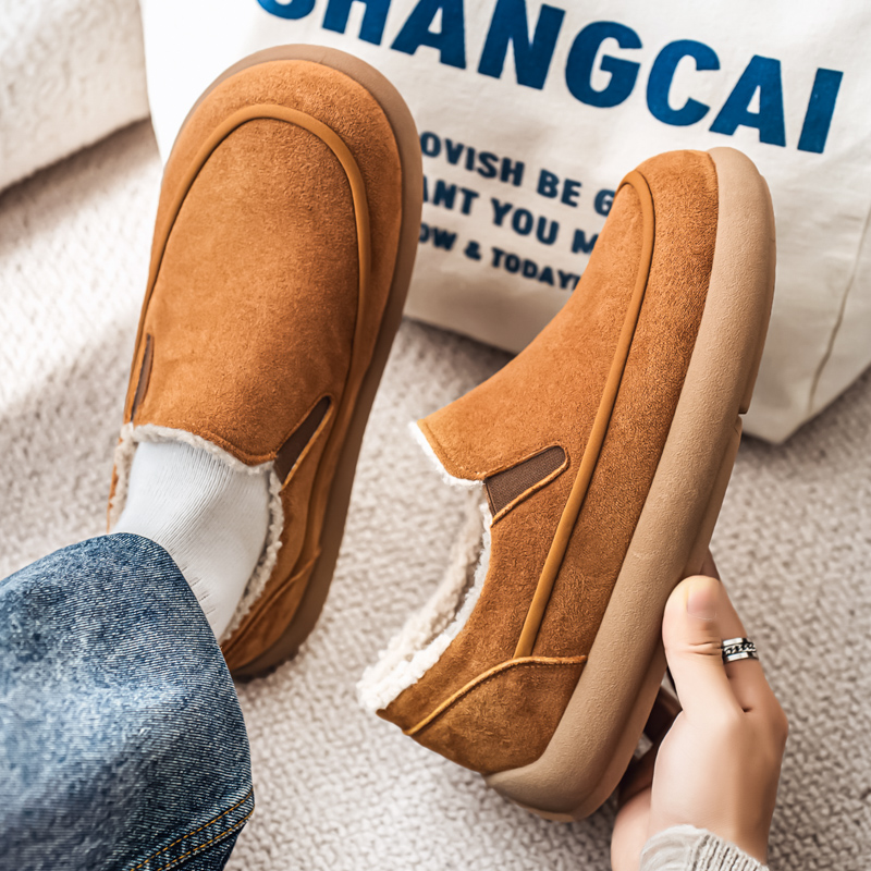 勃肯棉拖鞋男冬季青少年加绒保暖皮毛一体棉鞋防滑耐磨防寒雪地靴