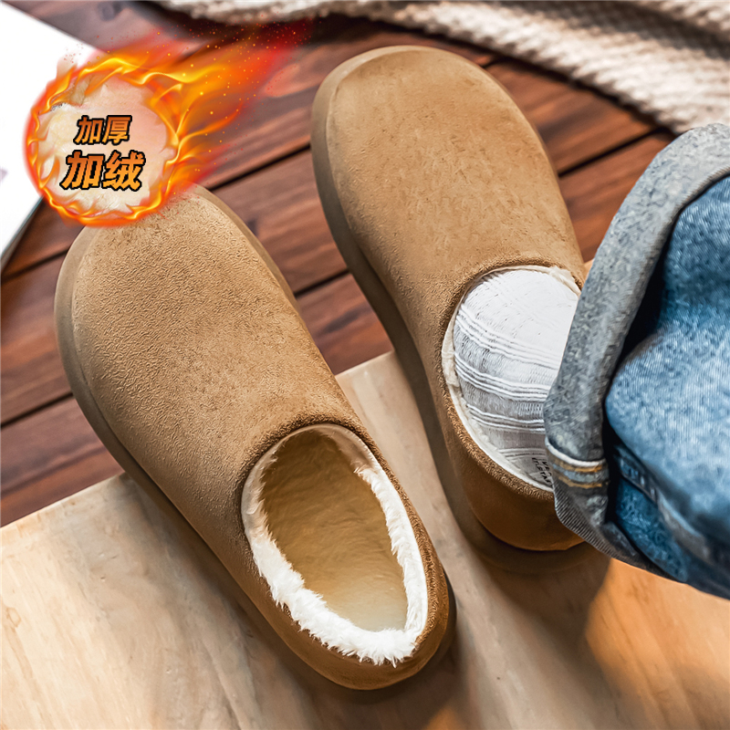 勃肯男鞋冬季加绒保暖一脚蹬穆勒鞋休闲软底轻便老钱风复古二棉鞋