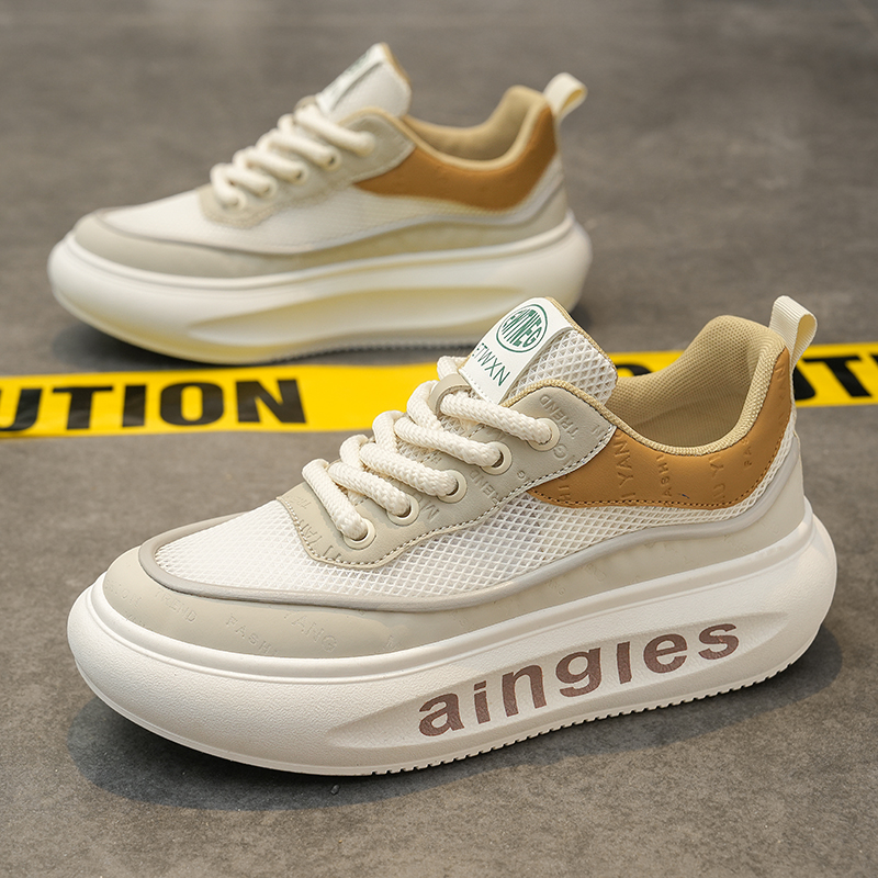 莆田男鞋冬季厚底防滑网面阿甘男士运动老爹休闲跑步白色工作潮鞋