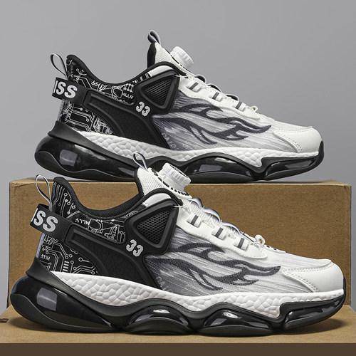 男鞋冬季2025新款旋转纽扣青少年休闲运动鞋软底跑步增高老爹潮鞋