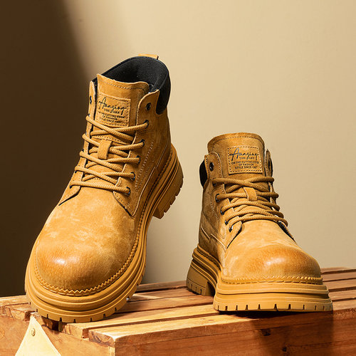 马丁靴男冬季英伦风复古高帮户外登山运动防水防滑厚底增高工装靴