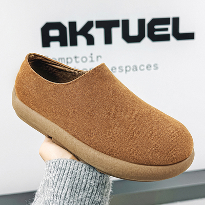 勃肯拖鞋男款冬季外穿休闲一脚蹬包头半拖男士防滑运动厚底穆勒鞋