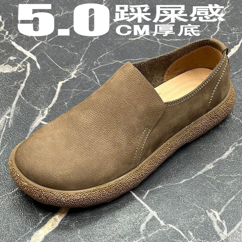 勃肯男鞋2025新款冬季休闲百搭复古男士上班工作轻便软底大头皮鞋