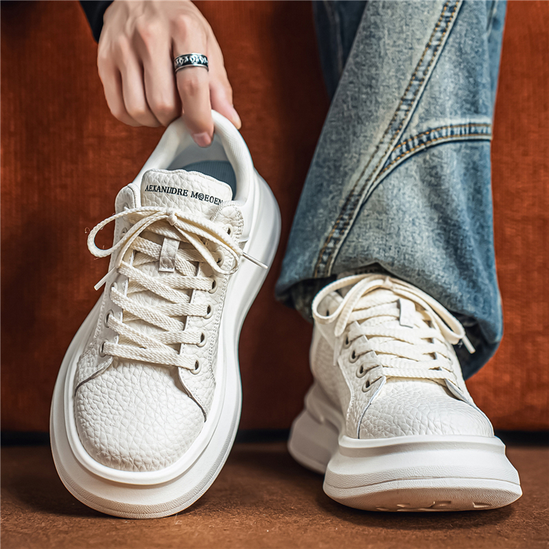 欧洲站男鞋秋冬潮牌高级感百搭休闲板鞋男士运动厚底增高小白潮鞋