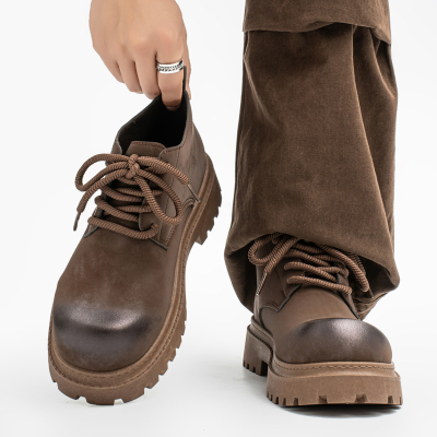 马丁靴男款冬季英伦风复古百搭低帮大头板鞋男士运动休闲增高皮鞋