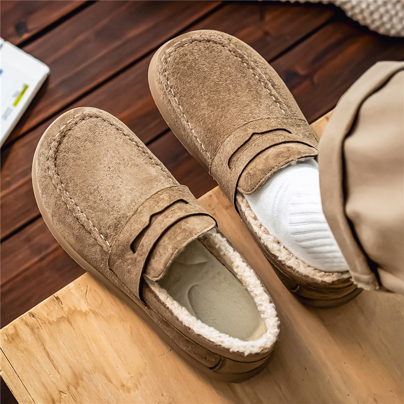 一脚蹬男鞋2025新款冬季男士加绒加厚保暖棉鞋爸爸开车防滑乐福鞋