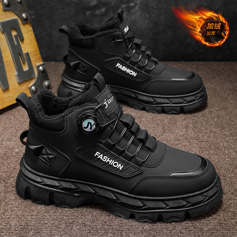 马丁靴男士冬季加绒保暖高帮棉鞋户外登山防水防滑皮毛一体雪地靴