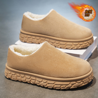 勃肯棉拖鞋男款2025新款冬季一脚蹬防水防滑加绒加厚保暖棉鞋