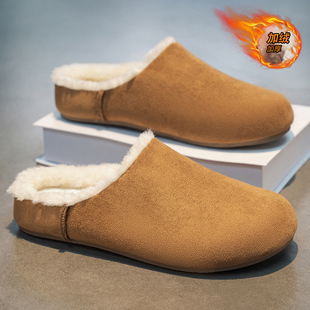 勃肯棉拖鞋男款冬季2026新款厚底防滑耐磨加绒保暖棉鞋一脚蹬半拖