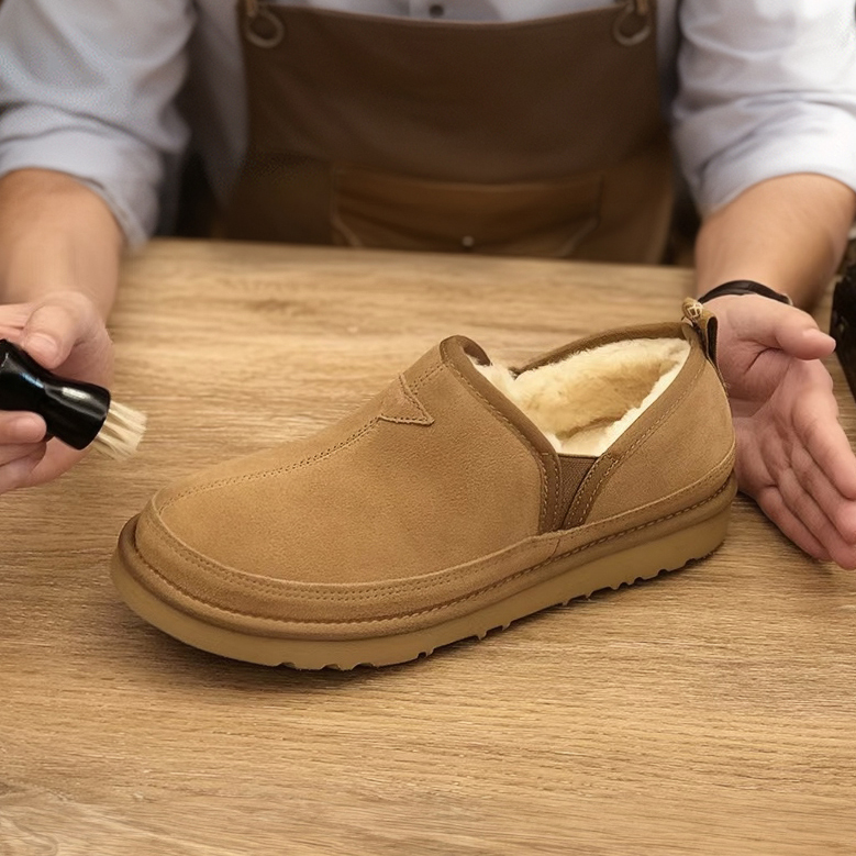 东北雪地靴男款冬季加绒加厚保暖男士棉鞋皮毛一体低帮懒人一脚蹬