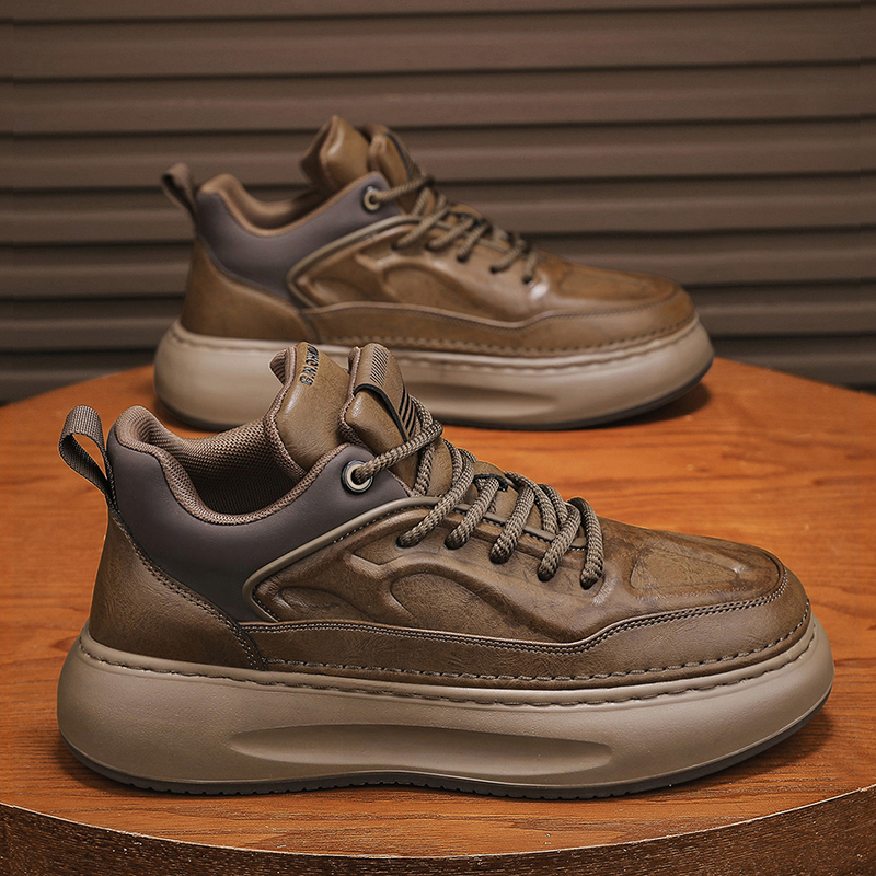 男鞋2025新款冬季厚底英伦皮鞋男士厚底休闲增高工装马丁运动潮鞋