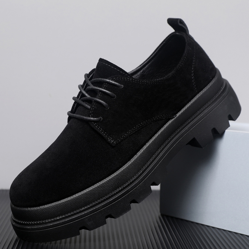 男鞋冬季2025新款英伦风厚底增高黑色马丁靴商务正装上班休闲皮鞋