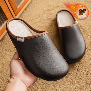 棉拖鞋男款冬季室内居家加绒保暖棉鞋外穿防水防滑大码45包头拖鞋