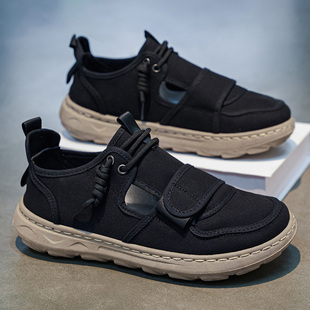 一脚蹬户外运动休闲鞋 帆布鞋 男士 防滑上班工作软底通勤板鞋 男夏季