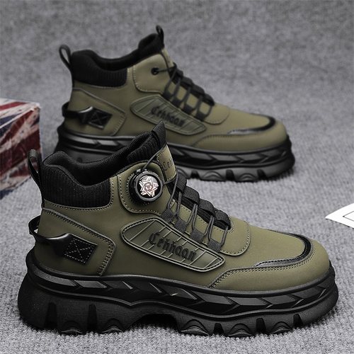 鞋子男鞋冬季2025新款高帮工装鞋旋转扣休闲运动马丁靴防水劳保鞋