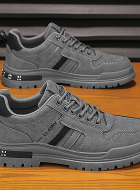 劳保工作男鞋冬季厚底轻便防滑防水工地干活男士户外登山运动板鞋