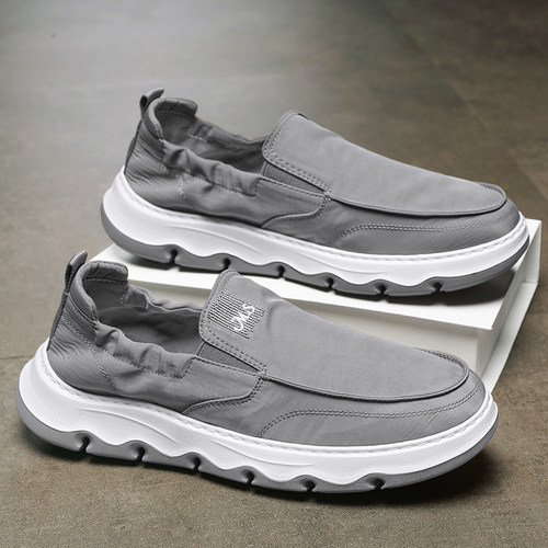 老北京布鞋男款冬季软底防滑一脚蹬冰丝板鞋男士运动休闲帆布潮鞋