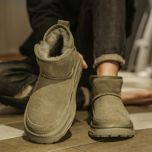 东北雪地靴男冬季加绒保暖大棉鞋男士防滑防水皮毛一体防寒面包鞋