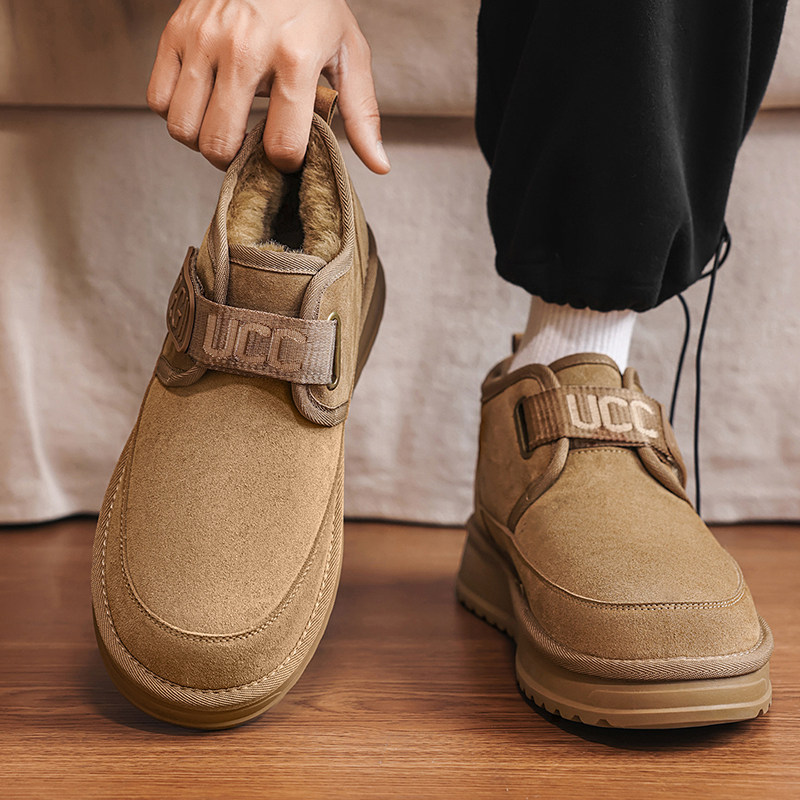 东北雪地靴男2025新款冬季加绒保暖皮毛一体魔术贴一脚蹬防寒棉鞋,流行男鞋,时尚雪地靴,淘宝优惠券,粉丝福利购,淘宝优惠卷