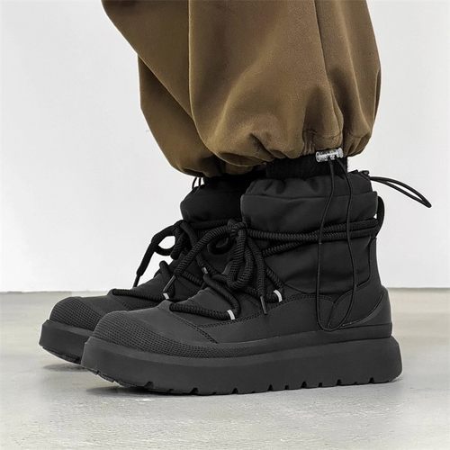 雪地靴男冬季加绒加厚保暖小众设计感户外登山鞋东北棉鞋马丁靴男