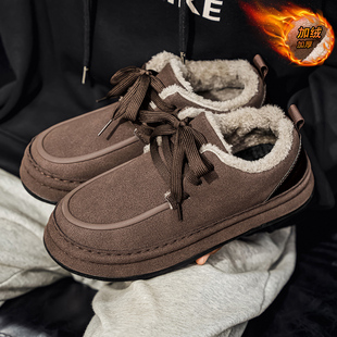 勃肯棉鞋男款冬季潮牌高级感复古休闲乐福鞋男士加绒保暖休闲男鞋