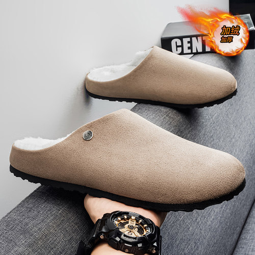 勃肯男鞋冬季一脚蹬无后跟复古百搭休闲防滑办公室包头勃肯半拖鞋