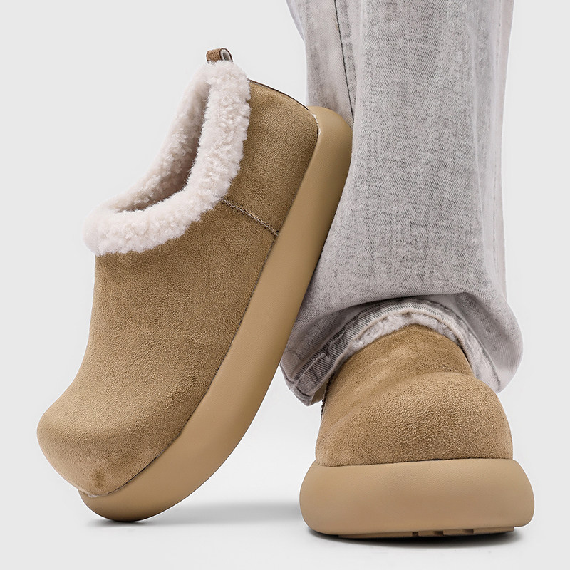 小土豆雪地靴男冬季2025新款加绒保暖一脚蹬防滑加厚东北勃肯棉鞋