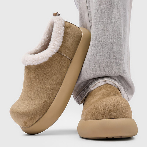 小土豆雪地靴男冬季2025新款加绒保暖一脚蹬防滑加厚东北勃肯棉鞋