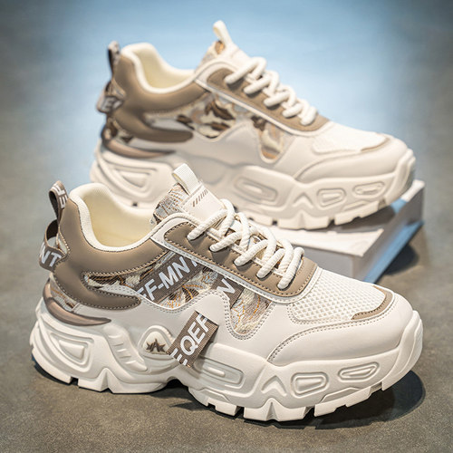 男鞋2025新款冬季耐磨休闲运动青少年潮牌厚底增高轻便软底老爹鞋