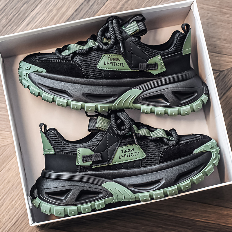 男鞋冬季2025新款休闲网面轮胎厚底运动鞋青少年增高阿甘老爹潮鞋