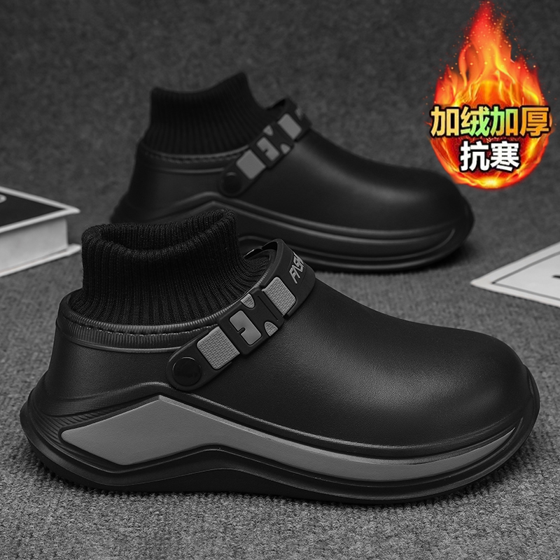 棉拖鞋男冬季防水外穿加绒加厚包跟防滑全包男士厨师厨房保暖棉鞋