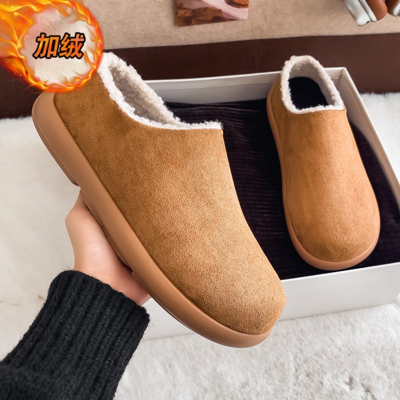 棉拖鞋男冬季加绒保暖加厚拖鞋办公室懒人一脚蹬外穿包头勃肯棉鞋