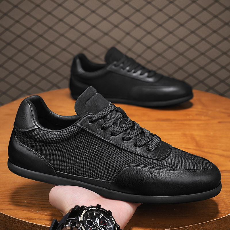 男鞋冬季透气薄款耐磨防滑跑步休闲板鞋男士软底轻便运动黑色潮鞋