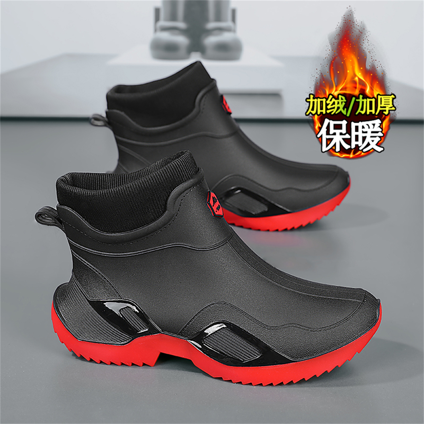 雪地靴男冬季防水防滑户外钓鱼外卖骑手专用雨鞋加绒加厚保暖棉鞋