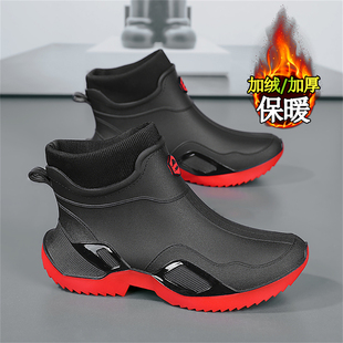 雪地靴男冬季防水防滑户外钓鱼外卖骑手专用雨鞋加绒加厚保暖棉鞋