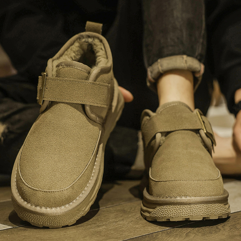 东北雪地靴男2025新款冬季男士加绒加厚保暖皮毛一体魔术贴大棉鞋