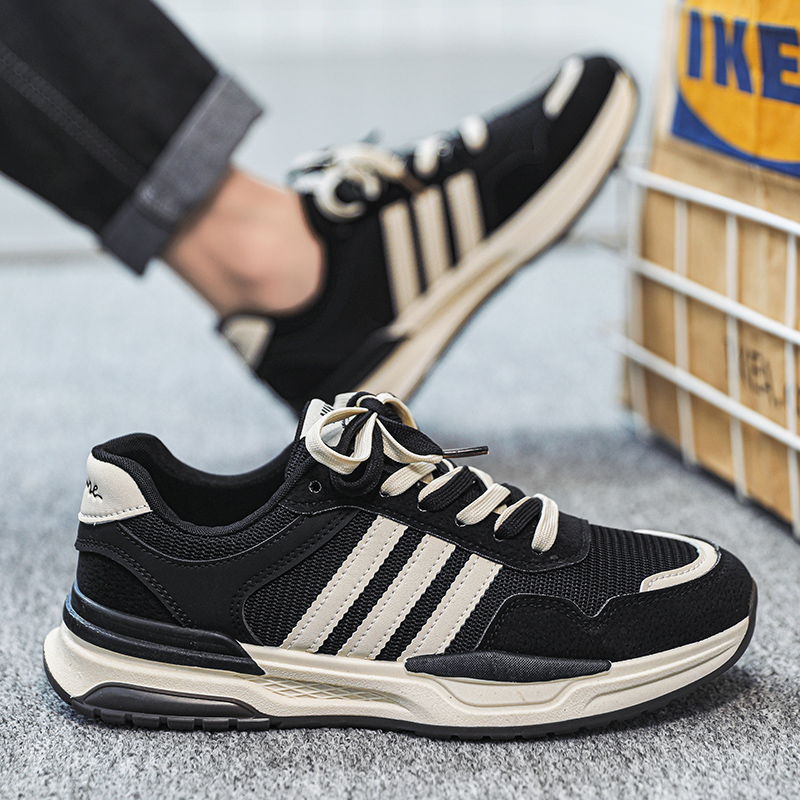 阿甘男鞋2025新款冬季网面防臭休闲运动鞋男士防滑跑步厚底老爹鞋