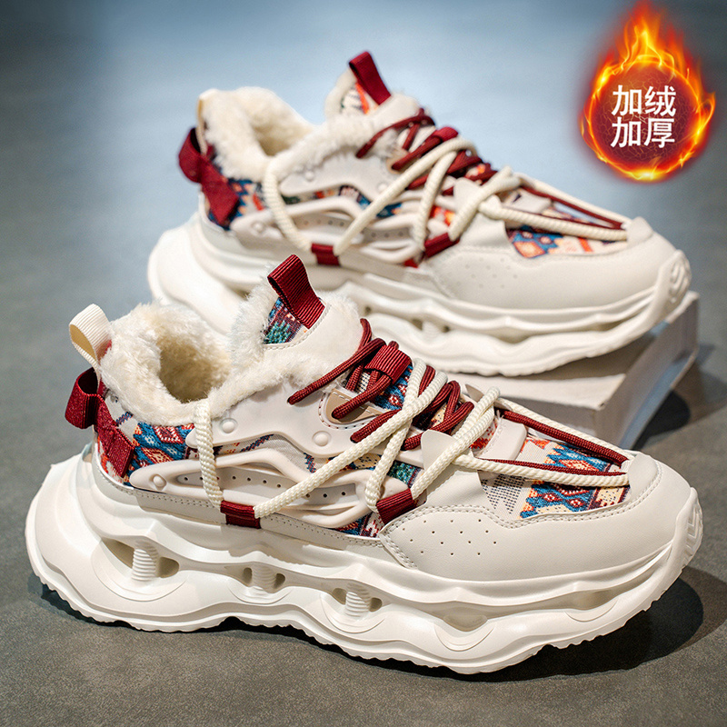 男鞋冬季加绒保暖加厚东北二棉鞋青少年运动休闲厚底增高老爹潮鞋