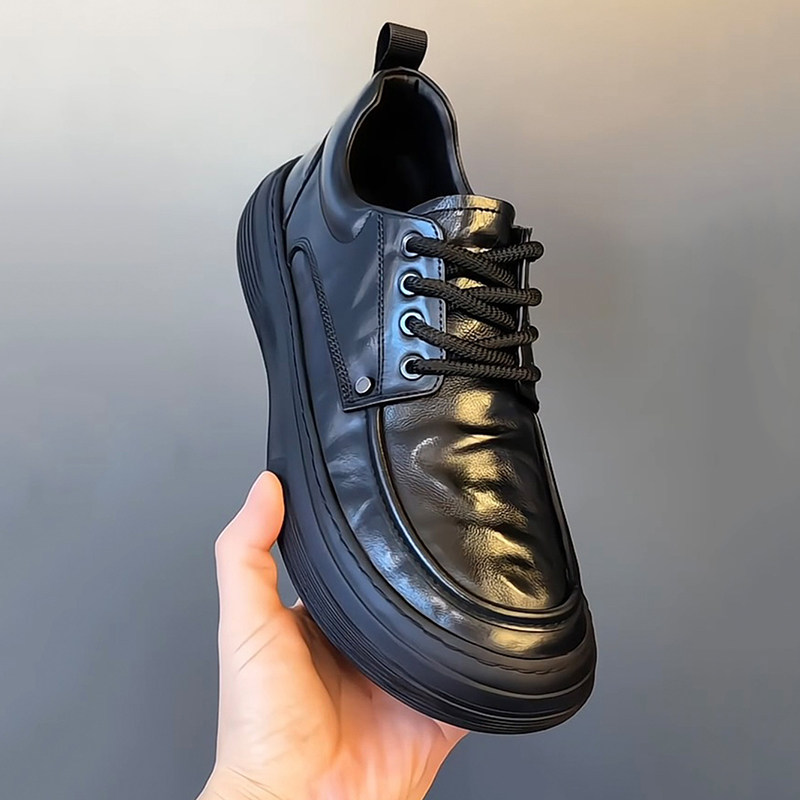 男鞋春季高端休闲皮鞋男士加绒保暖棉鞋英伦商务防滑防水工作上班