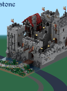 兼容某高MOC-45559中世纪城堡要塞经典建筑堡垒积木拼装模型街景
