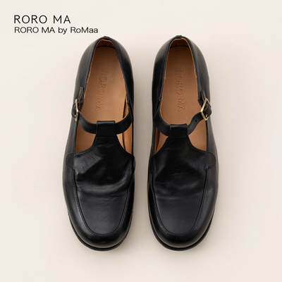 ROROMA 经典重工黑色手工乐福鞋四季百搭黑色单鞋