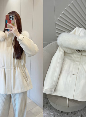 骄阳似我赵今麦同款雪服重工毛呢羽绒服外套女真狐狸毛毛领滑雪服