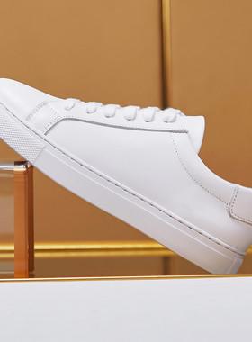 真皮小白鞋女春季2025新款休闲皮鞋男款商务白色平底板鞋情侣同款