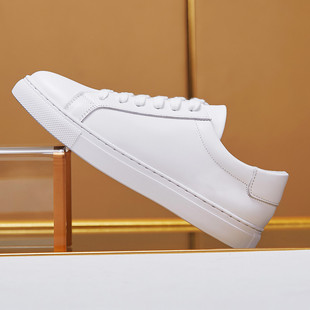 真皮小白鞋女春季2025新款休闲皮鞋男款商务白色平底板鞋情侣同款