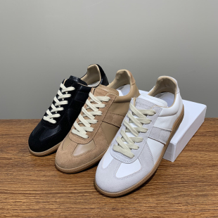 版2024新款马吉拉mm6德训鞋女真皮休闲系带情侣款阿甘小白鞋