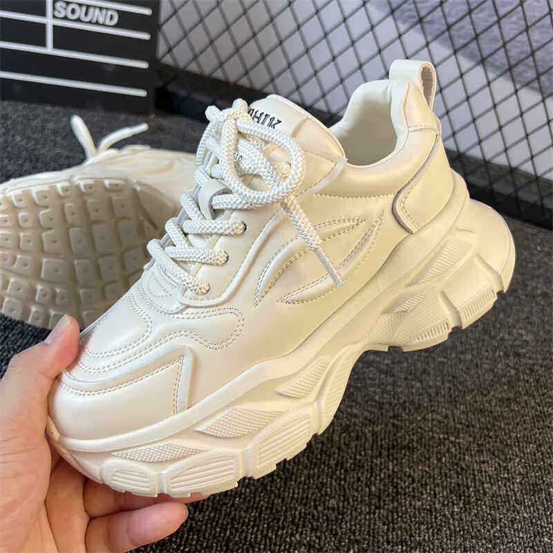 潮牌厚底运动休闲鞋老爹鞋女2024春季新款ins潮流百搭增高小白鞋